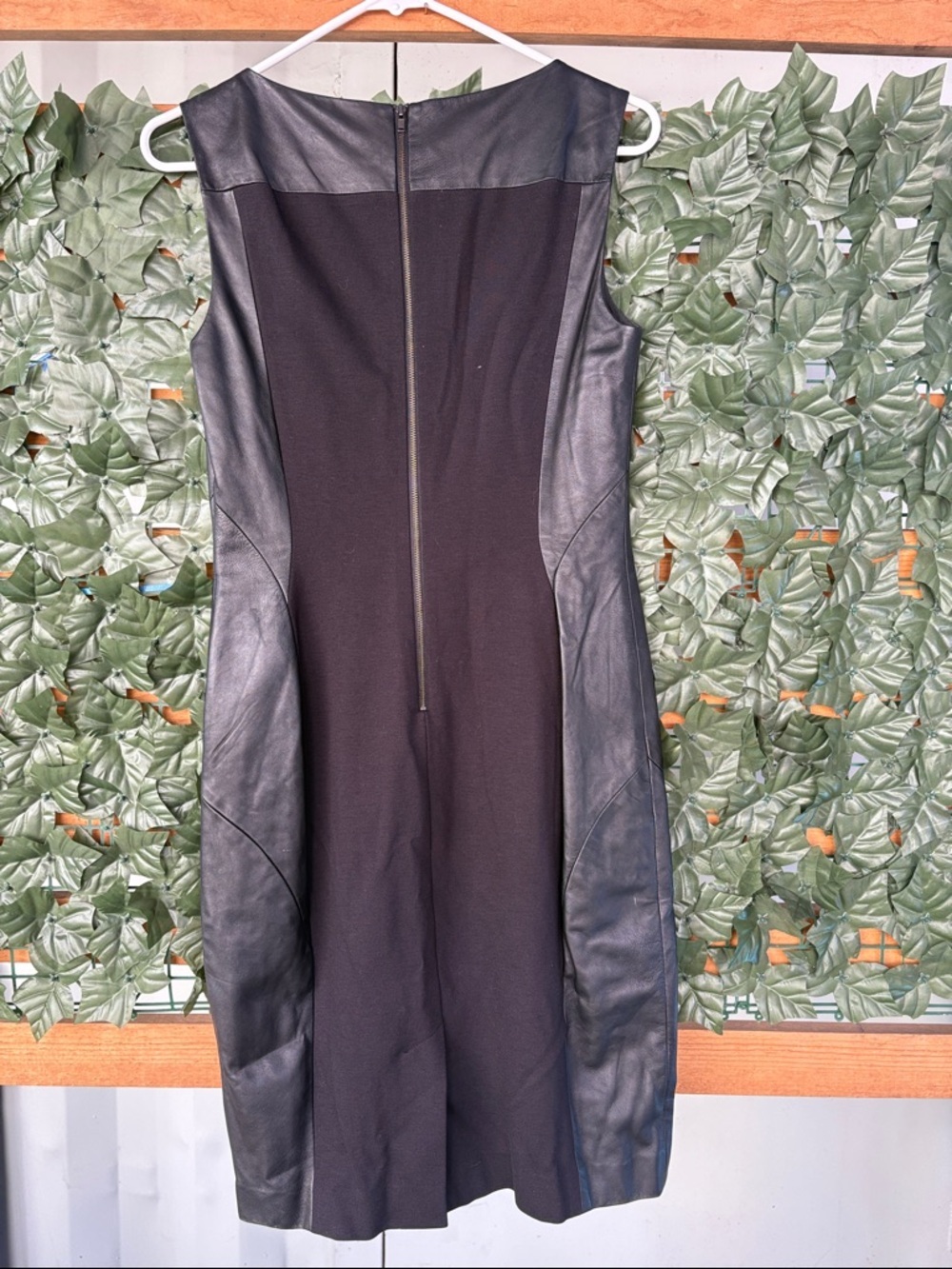 Classiques Entier Black and Dark Gray Faux-Leather Panel Midi Dress - Picture 5 of 10